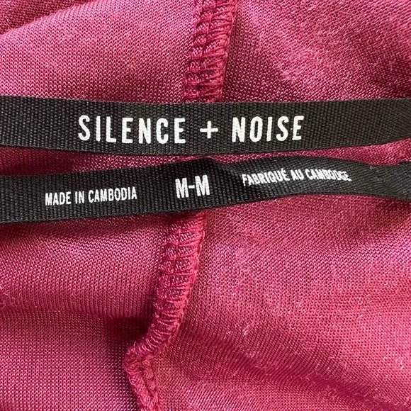 Silence + Noise Corina Velvet Drop Waist Midi Dress Medium Raspberry Asymmetric - Picture 4 of 8